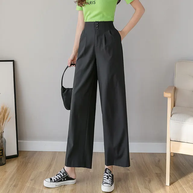 Women's casual wide leg pants Black - Shop at LoveMi