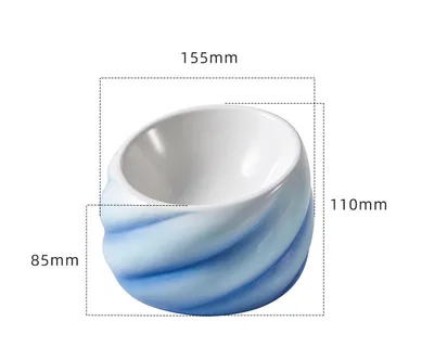 Ceramic flat faced cat eating bowl with inclined mouth Blue - Shop at LoveMi