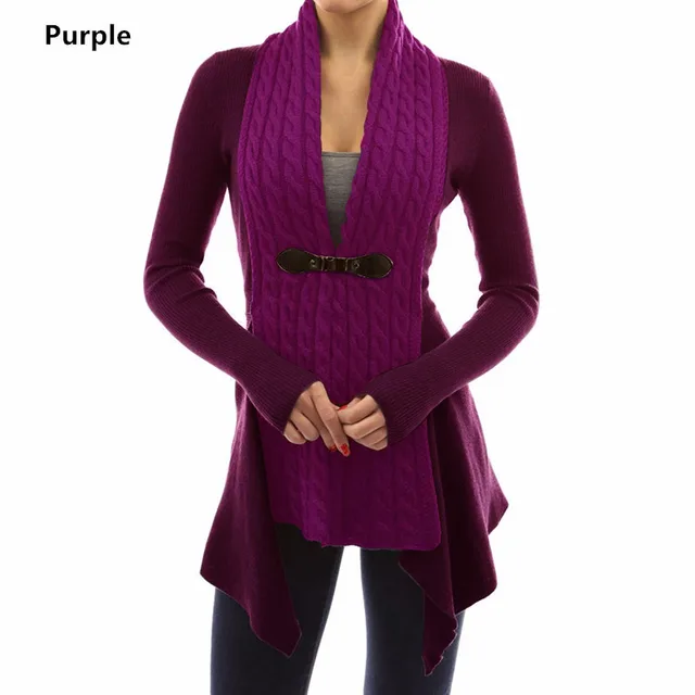 Lace up V neck long sleeved jacket twist cardigan Purple - Shop at LoveMi