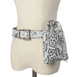 Women's snake print vertical belt bag - White