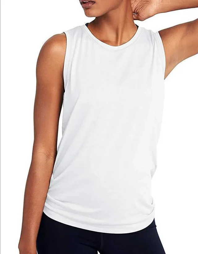 Sports fitness yoga vest basic sleeveless thin blouse White - Shop at LoveMi