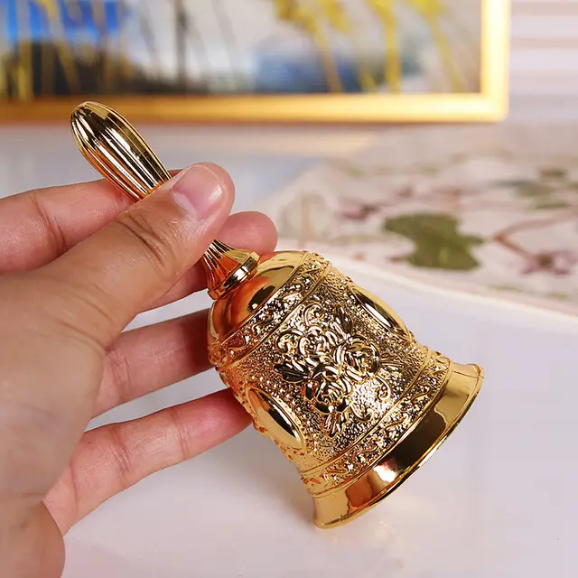 Christmas bell, hand held metal alarm bell, service telephone, office bell, tea and dinner bell, game bell, hand bell Gold - Shop at LoveMi