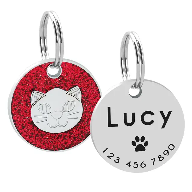 Round keychain pet cat card Red - Shop at LoveMi