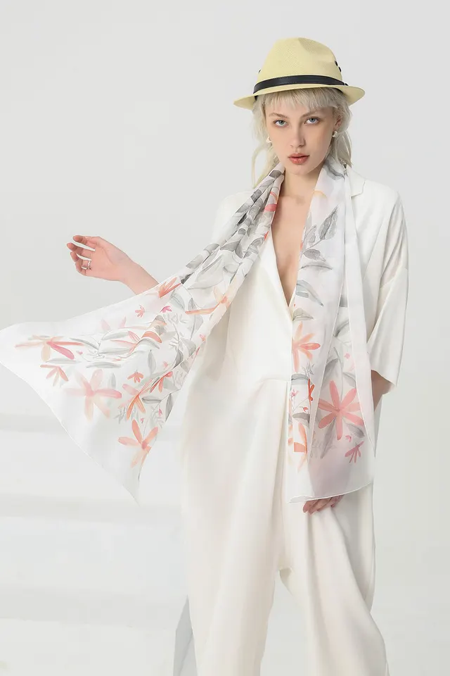 Fashion silk chiffon long scarf Orange - Shop at LoveMi