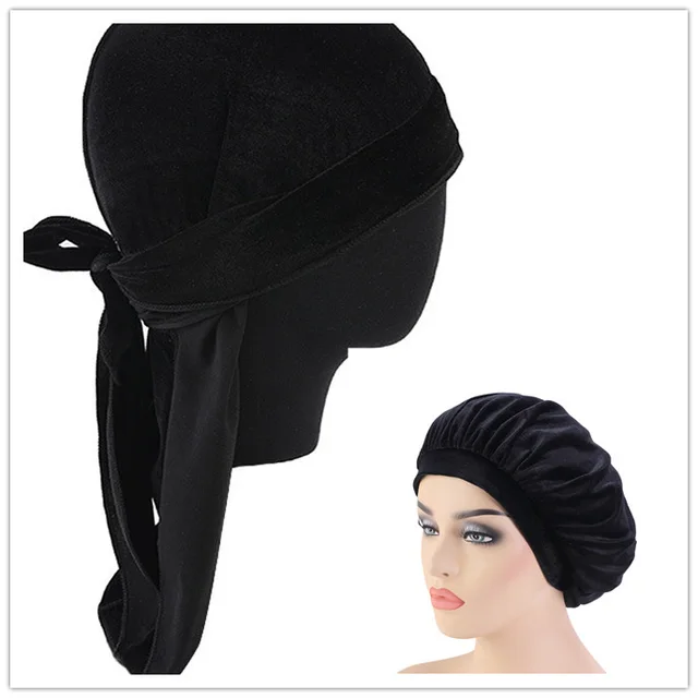 Fleece Round Turban Hat Black Set - Shop at LoveMi