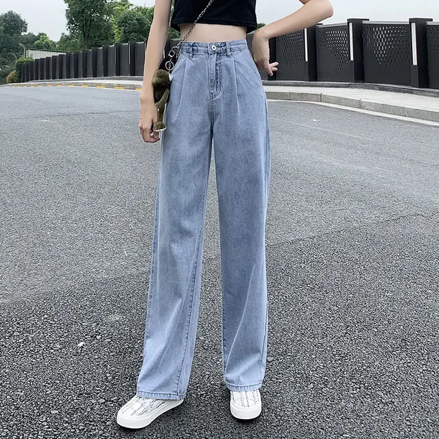 High waist drape jeans Photo Color - Shop at LoveMi