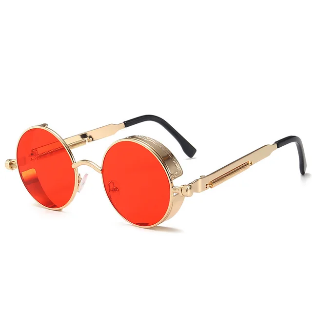 Hipster punk style classic retro sunglasses Gold Red - Shop at LoveMi