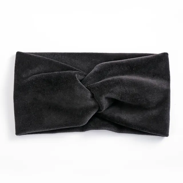 Women's wide brim cross velvet headband hair band Black - Shop at LoveMi