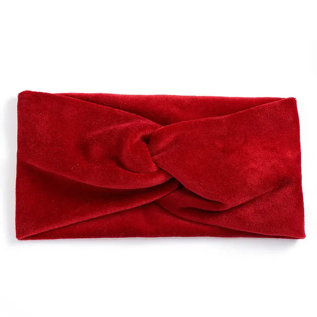 Women's wide brim cross velvet headband hair band Red - Shop at LoveMi