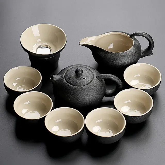 Black pottery tea cup set Black - Shop at LoveMi
