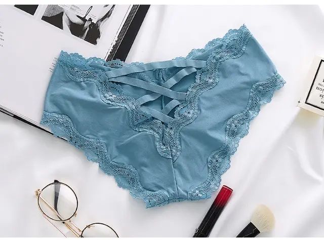 Brief cutout sexy cotton Pink Blue - Shop at LoveMi