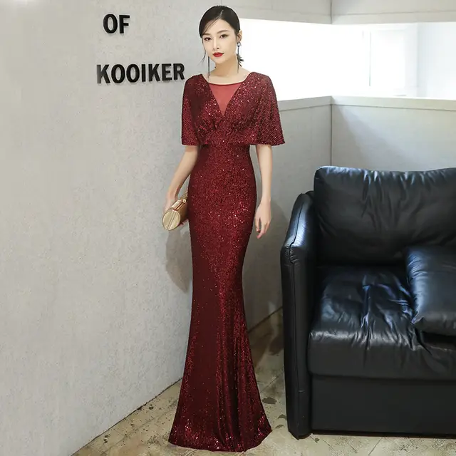 Dark green evening dress female annual party temperament Red - Shop at LoveMi