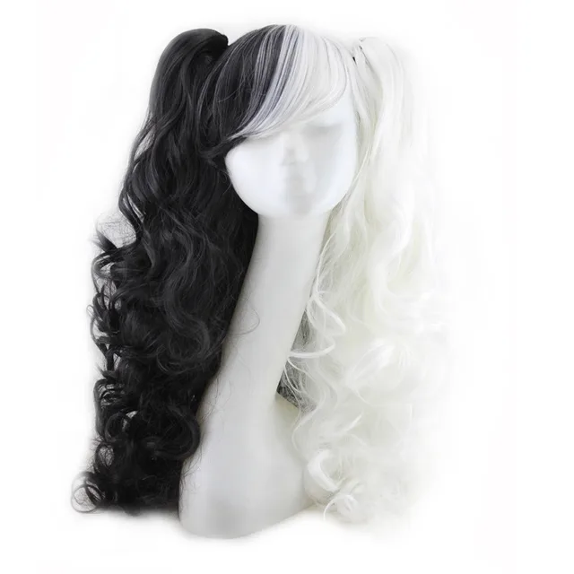 Colorful long curly wigs Black And White - Shop at LoveMi