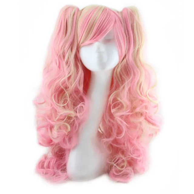 Colorful long curly wigs Yellow Pink - Shop at LoveMi