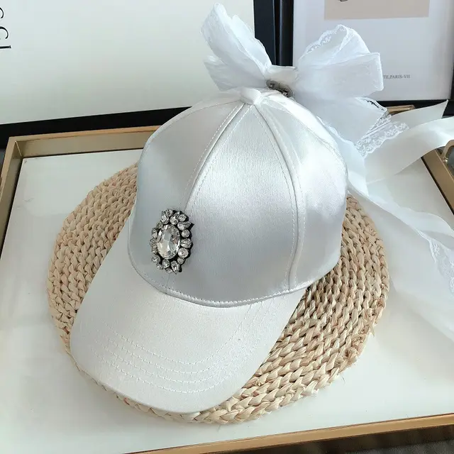 Visor rhinestone baseball cap White - Shop at LoveMi