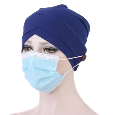 Crystal hemp forehead cross anti stroke turban hat Royal Blue - Shop at LoveMi