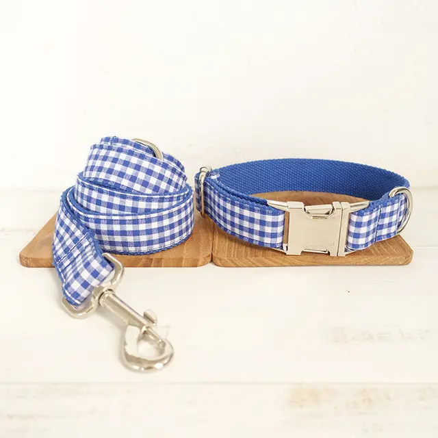 Blue checked pet leash Blue - Shop at LoveMi