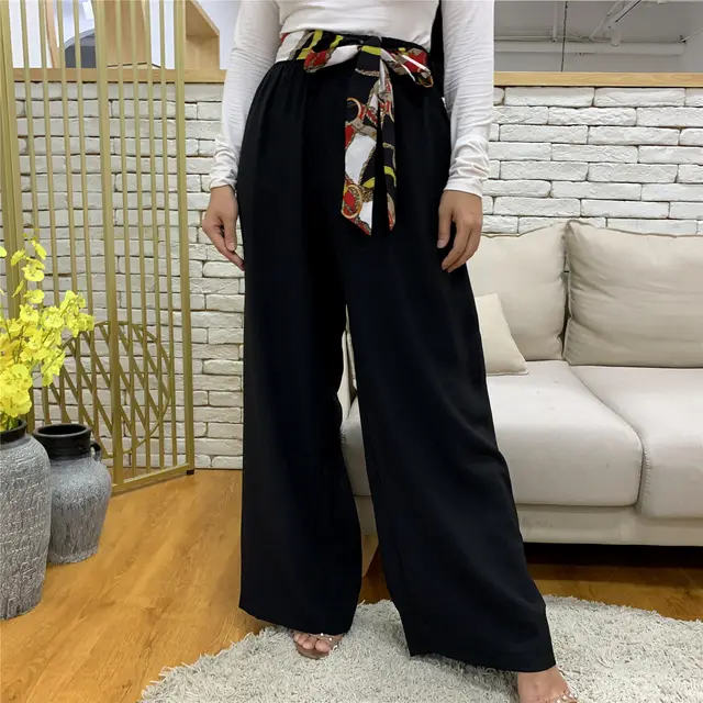 Fashion Women's Casual Pants, Wide Leg Waist Pants Black - Shop at LoveMi