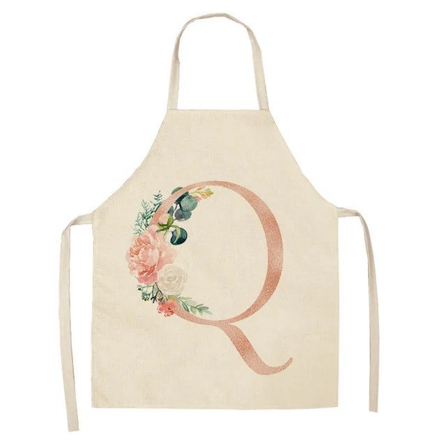 Letter series cotton and linen apron Q - Shop at LoveMi