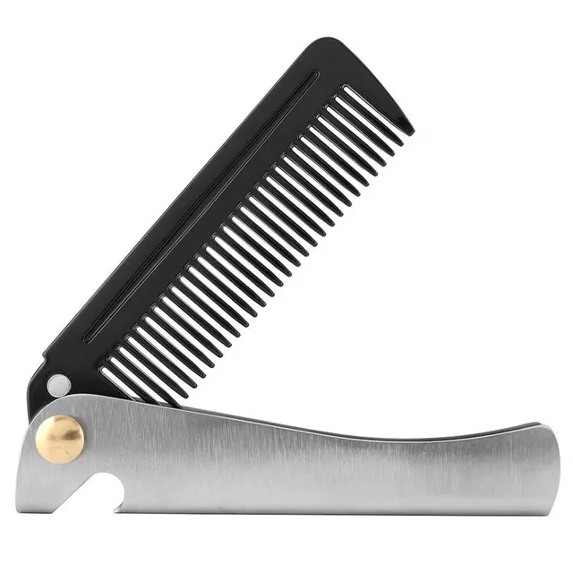 Folding Portable Pocket Men's Oil Hair Comb Folding Comb Silver Black - Shop at LoveMi