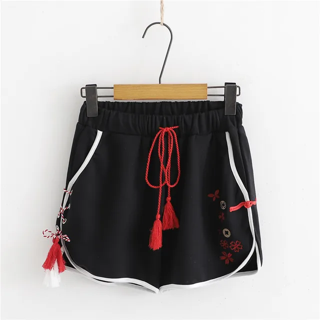 Elastic waist casual pants women's shorts all match Black - Shop at LoveMi