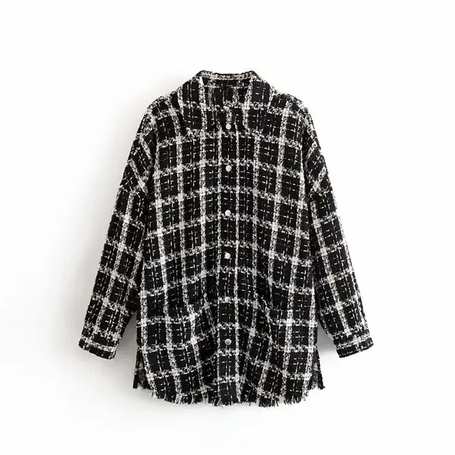 Plaid tweed coat Black - Shop at LoveMi