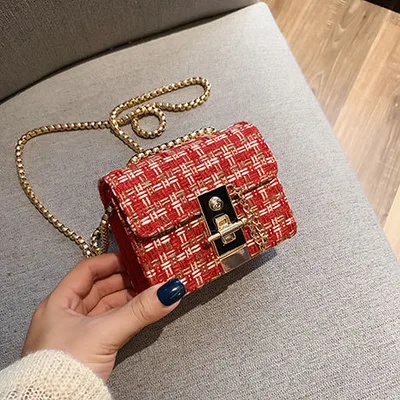 Foreign gas chain casual small square bag Red - Shop at LoveMi