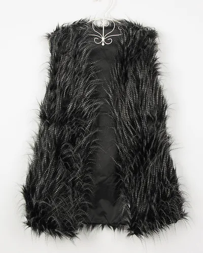 Faux Fox Fur Vest Women's Warm Vest Vest Black - Shop at LoveMi