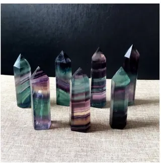 Natural fluorite crystal column decoration - Single Tip 7Cm - View 1