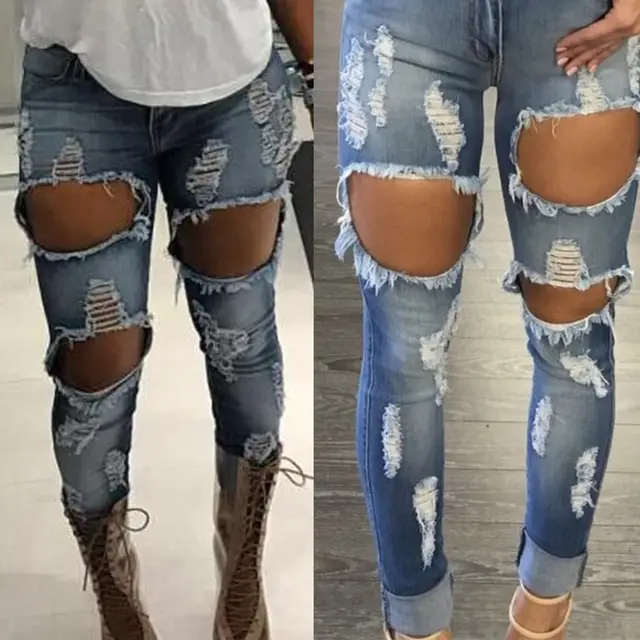 Women's ripped jeans Blue - Shop at LoveMi