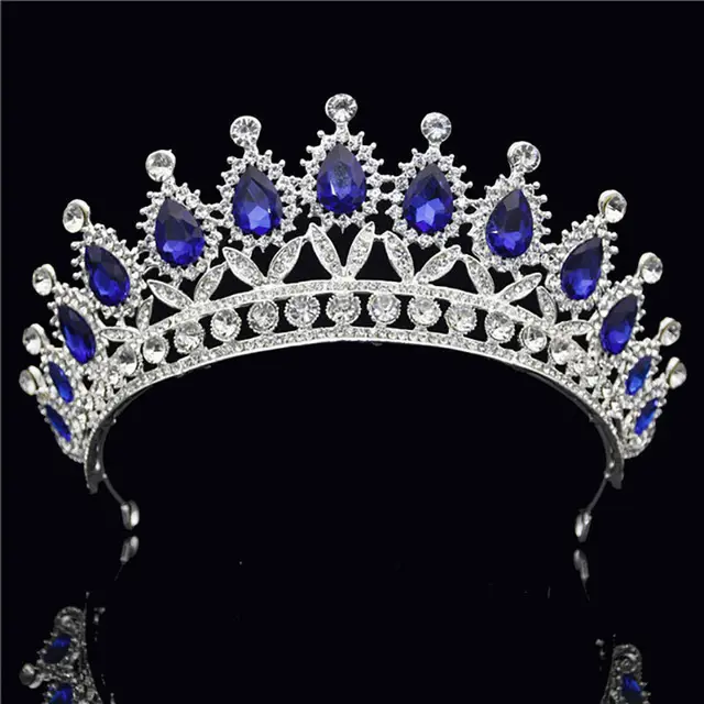 Korean bridal headdress princess headband Silver Blue - Shop at LoveMi