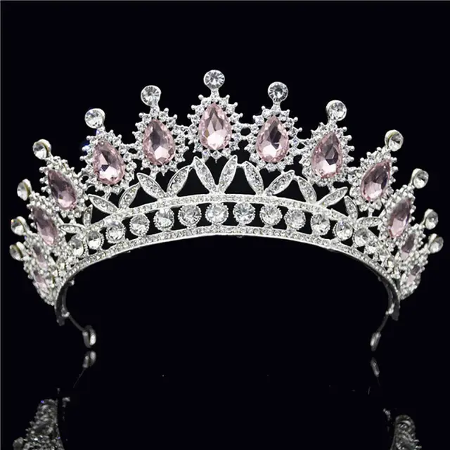 Korean bridal headdress princess headband Silver Pink - Shop at LoveMi