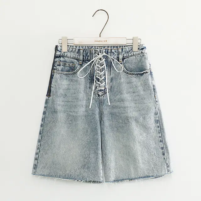 Women's high waist strap denim shorts Blue - Shop at LoveMi
