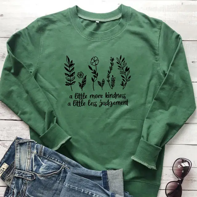 Women's Casual Sweater With Leaf Letter Printing Green - Shop at LoveMi