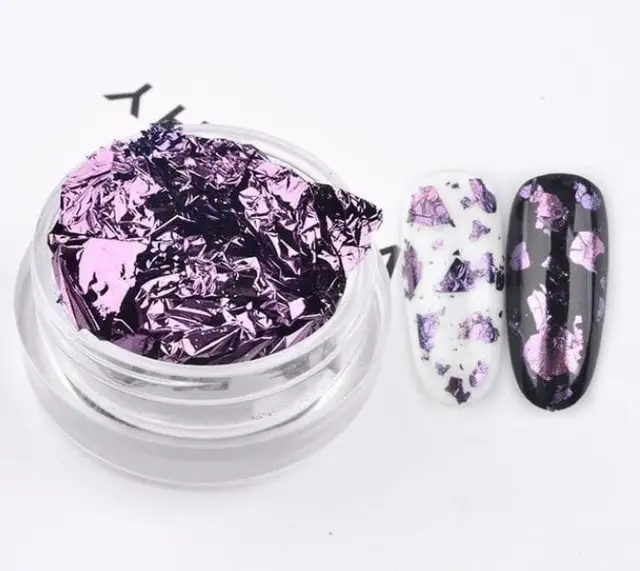 Nail tin foil fragment nail jewelry Purple - Shop at LoveMi