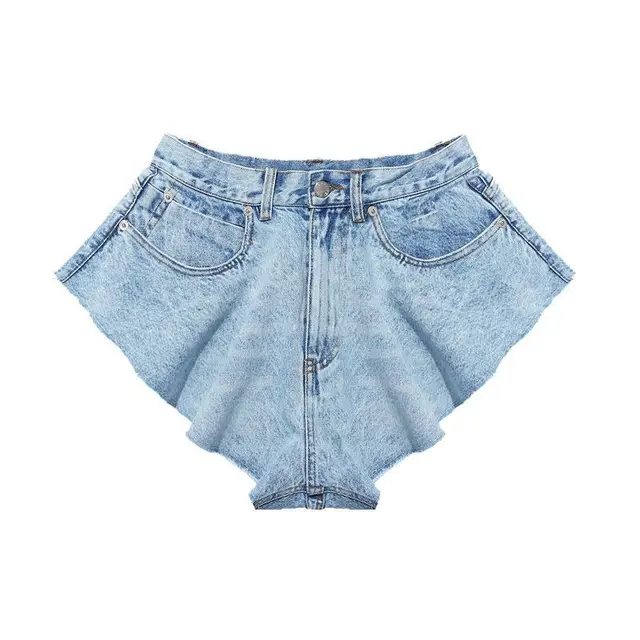 Denim shorts hot pants fake culottes Light Blue - Shop at LoveMi