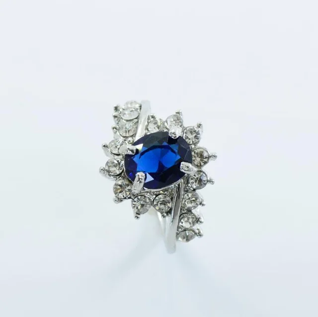 Popular explosion models zircon ring oval ruby diamond engagement ring Bule - Shop at LoveMi