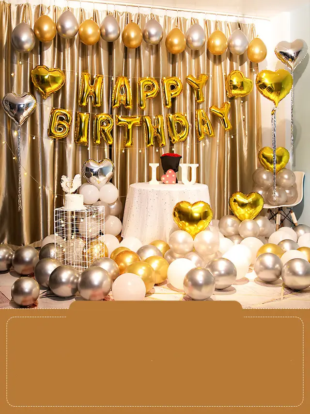 Party Decoration Balloons Happy Birthday Balloons Package Champagne Gold - Shop at LoveMi