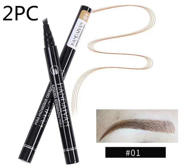 Microblading Eyebrow Pencil Waterproof Fork Tip Tattoo Pen Tinted Fine Sketch Eye Brow Pencils Long Lasting Eyebrows 01Dark Brown 2Pc - Shop at LoveMi