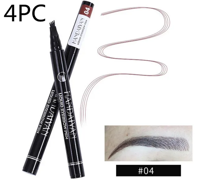 Microblading Eyebrow Pencil Waterproof Fork Tip Tattoo Pen Tinted Fine Sketch Eye Brow Pencils Long Lasting Eyebrows 04Chocolate Color 4Pc - Shop at LoveMi