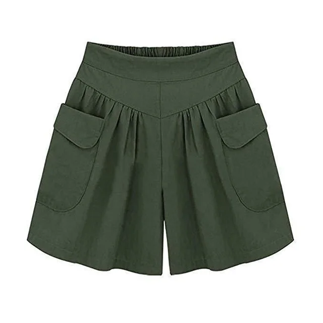 Summer new European and American loose shorts elastic waist large size fat MM was thin wild hot pants Armygreen - Shop at LoveMi