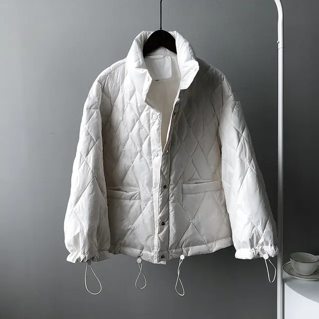 Loose diamond fashion jacket Creamy White - Shop at LoveMi