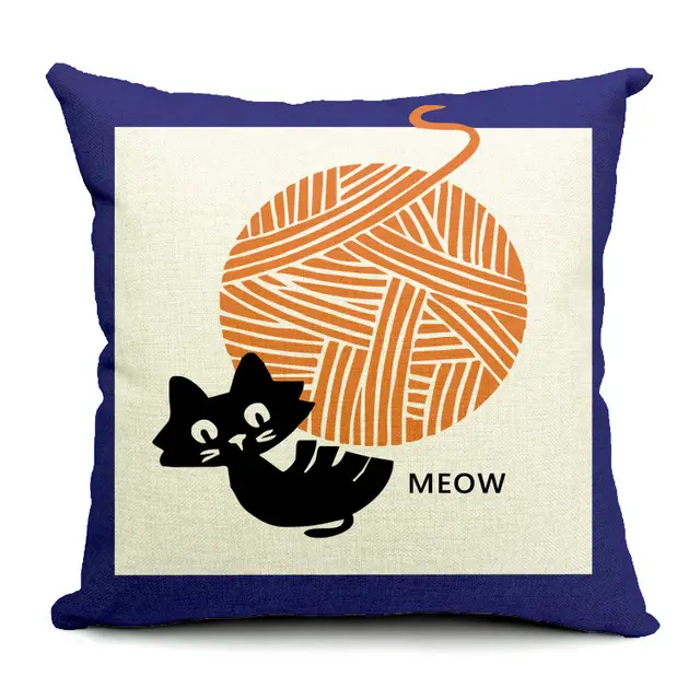 Cute cartoon cat personality linen sofa pillowcase Purple 4 - Shop at LoveMi