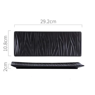 Japanese Creative Sushi Plate Pottery Long Plate - Tree Pattern Black