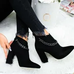 Pointed high heel short boots women autumn and winter - Black