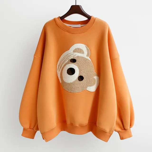 Bear head embroidery top ins fashion women's clothing Orange - Shop at LoveMi
