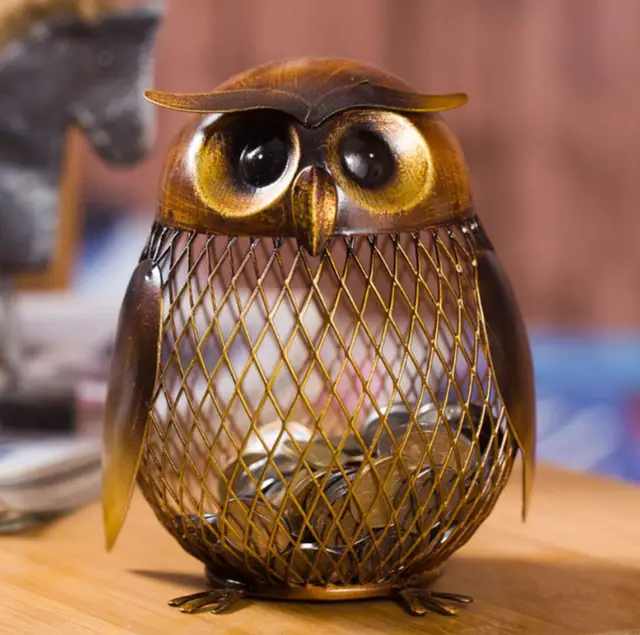 Owl Shaped Metal Piggy Bank Home Decoration Default - Shop at LoveMi
