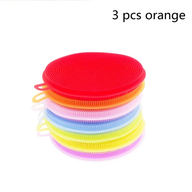 Brosse De Nettoyage Pour Lave vaisselle En Silicone Pour Cuisine 3 Pcs Orange - Shop at LoveMi