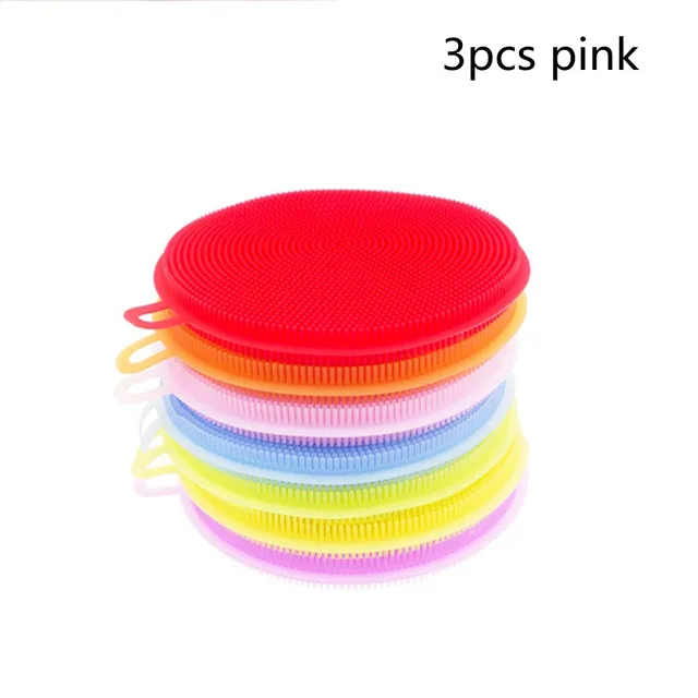 Brosse De Nettoyage Pour Lave vaisselle En Silicone Pour Cuisine 3Pcs Pink - Shop at LoveMi