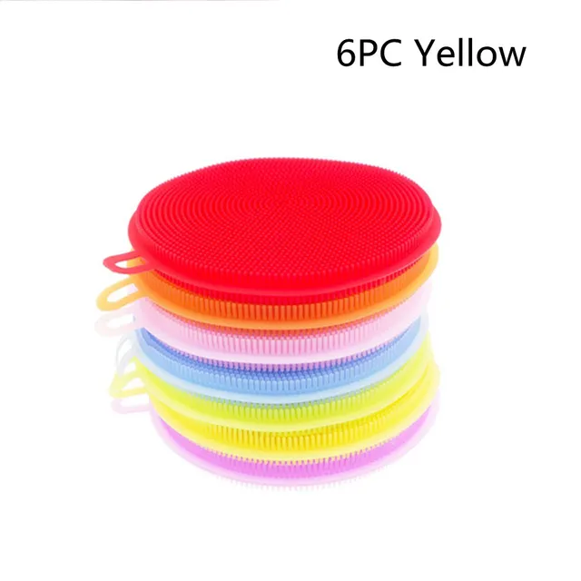 Brosse De Nettoyage Pour Lave vaisselle En Silicone Pour Cuisine Yellow 6Pc - Shop at LoveMi